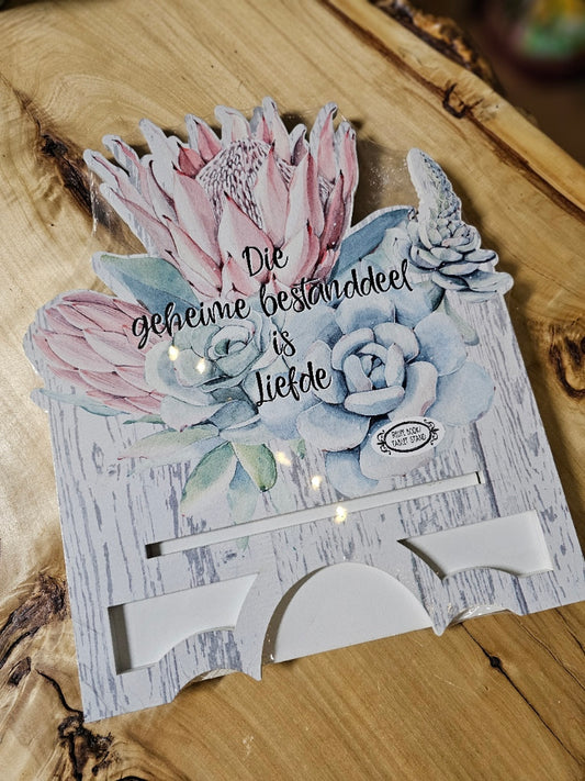 Recipe book/tablet stand light Protea