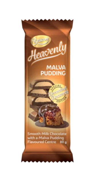 Beacon Heavenly Malva Pudding Chocolate Slab 80g- past BB date