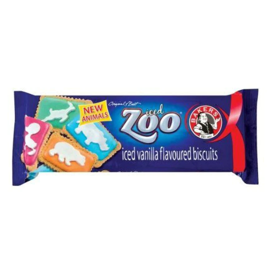 Bakers Zoo Iced Vanilla Flavored Biscuits, 150g- past BB date