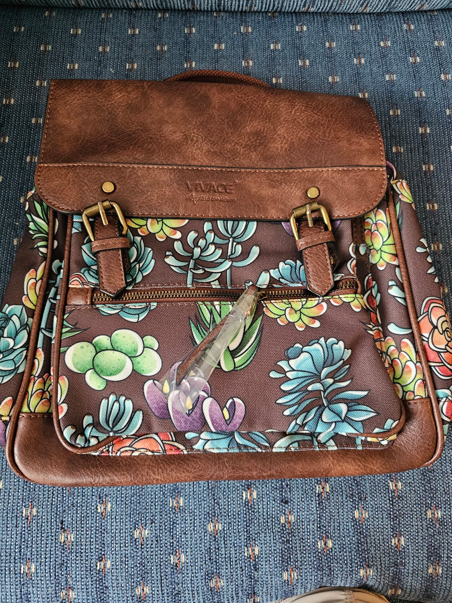 Backbag - succulents dark brown