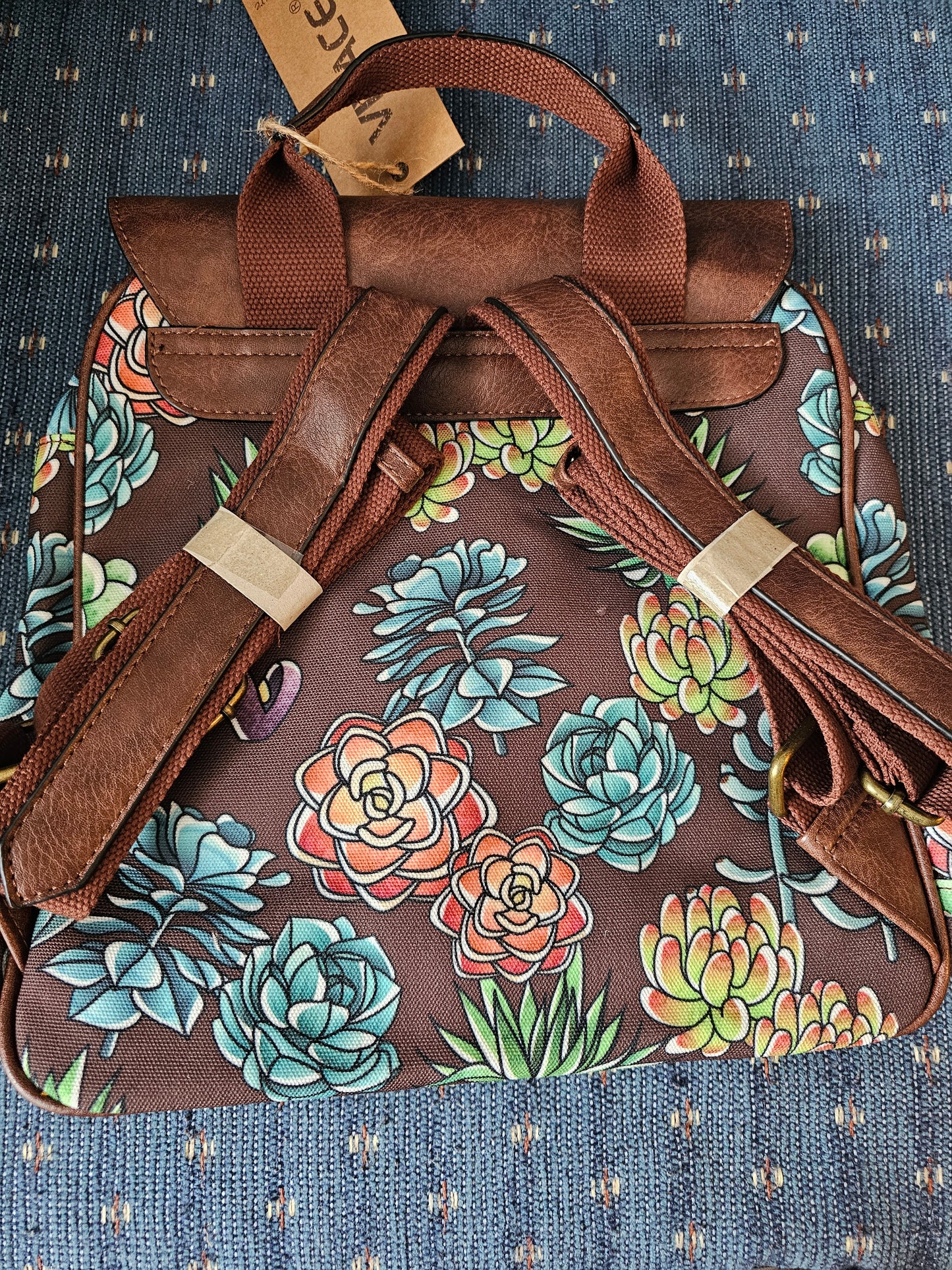 Backbag - succulents dark brown