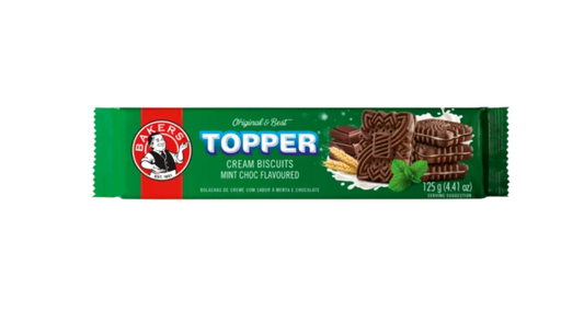 Bakers Topper Chocolate Mint Flavoured Cream Biscuits 125g